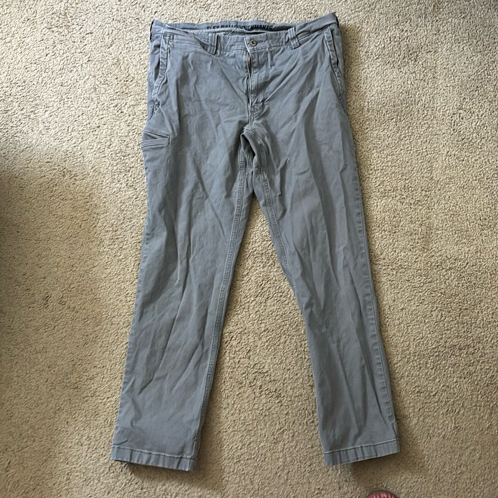Duluth Trading Pants Mens 34x30 Gray Flex Ballroom Khakis Stretch Cotton‎ Work